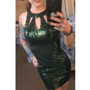 Emerald green sequin Dress NWT
